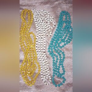 Anthro Set/3 Long Glass Bead Necklaces